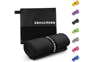 Zenacross Asciugamano Palestra 50x100cm con Borsa per il Trasporto - Asciugamano Microfibra a Rapida Asciugatura e Versatile - Telo Palestra Taglie M - Nero