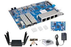 WAYPONDEV Banana Pi BPI-R4 WiFi 7 bezprzewodowy dwupasmowy router WiFi płyta OpenWRT, z MediaTek MT7988A (Filogic 880) SoC, obsługa 2X 10GbE SFP i 4X GbE Gigabit Ethernet dla NAS Smart Home Gateway (Bundle3)