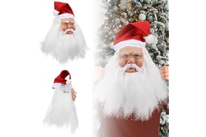 XehCaol Weihnachtsmann Maske Weihnachtsmütze Bart Maske Nikolaus Maske für Erwachsene Weihnachtsmann Kostüm Requisiten