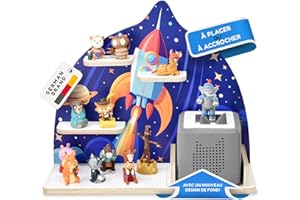 stadtecken étagère en Bois I Convient pour la Toniebox et Tonies I Rangement Parfait pour Tonie dans la Chambre des Enfants I À Monter ou à Suspendre (Fusée, Moyenne)