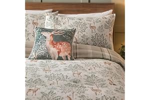Drömmar och draperier skogsrådjur påslakan – dubbel storlek 200 x 200 cm – vändbara flanellsängkläder – 100% bomull – skogssc
