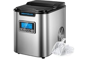 NORTHCLAN Macchina del Ghiaccio con Timer, 14 KG in 24h, Macchina per il Ghiaccio Autopulente, 3 Dimensioni di Cubetti di Ghiaccio, 9 Pz/6 Min, Display LCD, Serbatoio Dell'acqua da 2,3 L (Silber)