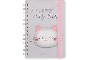 Legami - Agenda semanal en espiral pequeña, 12 meses, de enero de 2024 a diciembre de 2024, planificador plegable 2024/2025, cierre con elástico, bolsillo final, rúbrica, 8,5 x 13 cm, tema Kitty