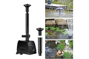 YAOBLUESEA Pompe Pour Fontaine Extérieure de Jardin - Pompe à Bassin 800L/H 16W - Pour Étang et Fontaine à Eau