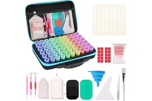 MACTING 60 Slots Diamond Painting Storage Boxes, 123pcs Diamond Art Storage Case with 5D Diamond Art Accessories and Tools Kit, Portable Bead Jewelry Diamond Art