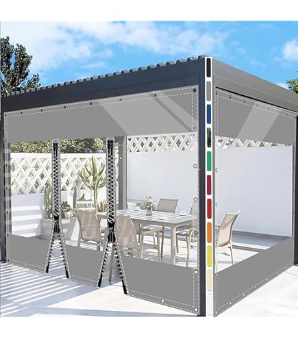 Transparante PVC zeildoek zijpanelen met ritssluiting,transparante buiten grote zeil zijpanelen-heldere regengordijnen met ritssluiting,0,5 mm vinyl scheidingsgordijnhoes (Size : H2.8xW5.5m/H9.1xW18f