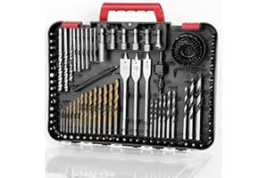 C P CHANTPOWER Drill Bit Sets, 100 Pcs HSS Titanium Screwdriver Bits Set with Storage Case for Metal, Wood, Masonry, Includes Countersink Drill Bit