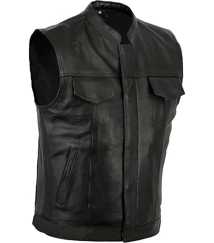 Fuente Lederweste Für Herren – Biker-Kutte Aus Nubukleder, In Braun Oder Oliv, Mit Taschen