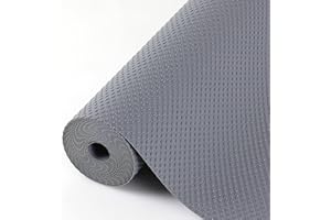 Hersvin 30cmx300cm Plastico Protector para Cocina Cajones, Alfombras Non Adhesivo para Nevera Mueble Fregadero Estante Organizador Cubiertos EVA Cubre Encimera(Gris Oscuro/Punto)