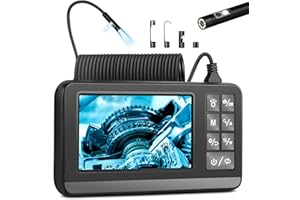 Fuers Cámara endoscópica con luz 8+1, Dual Lens 1080P HD Cámara de inspección industrial con pantalla IPS de 4,3 pulgadas, cámara endoscópica impermeable IP67, 5 m