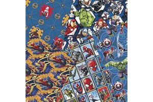 UNISHOP Set de 5 Rollos de Papel de Regalo, 70x200cm/ Unidad, Papel para Envolver de Navidad, Infantil, Dibujos (Superhéroes)