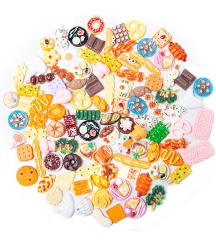 IETWATE 53-tlg. Miniatur Essen - Puppenhaus Zubehör Aus Harz Für Spielzeugküchen