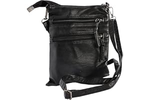 Apradas Leather Shoulder Bag With Adjustable Strap, Crossbody Handbag Vegan Leather Handbag Messenger Purse With Multi Zipper Pocket For Men Female Commute School Travel…