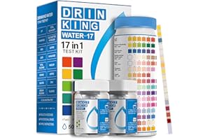 AAwipes Lot de 50 Bandelettes de Test d'Eau Potable 17 en 1 + 2 Kits de Test de Bactéries pour la Maison, les Fontaines, l'Eau du Robinet, l'Eau de Ville, Bandelettes de Test d'Inondation (K03-50)
