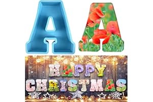 YANMUCY Stampi in silicone 3D alfabeto grande a forma di lettera epossidica per resina tampi fai da te in resina per lettere di cioccolato per compleanno matrimonio festa di Natale decorazioni artigianali