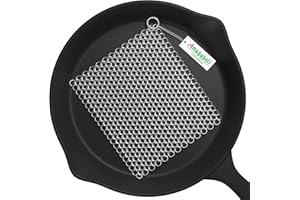 AMAGABELI GARDEN & HOME Amagabeli Cast Iron Cleaner 7.9×6 Inch Stainless Steel Chainmail Scrubber for Cast Iron Pan Dutch Ovens Waffle Iron Pans Skillet Griddles