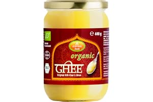 Ayurveda Foods - Ekologisk premium ekologisk ghee 440 g, mycket lång hållbarhet, ekologisk tätning, stekt matlagningsfett
