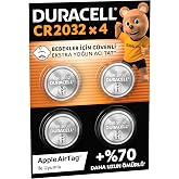 DURACELL CR 2032 Lityum D&uuml;ğme Pil (4&rsquo;l&uuml; Paket) &ndash; 3V, (CR2032) | %70&rsquo;e Kadar Daha Uzun &Ouml;m&uuml;r - Bebek G&uuml;venlik Teknolojisi &ndash; App