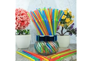 TENZAR Funny Reusable Straws Pack of 200 Flexible Disposible Drinking Straws for Juice, Soda and Coffee-Bendable Drinking Straws Multi Colored Straws Drinking Glass Straws Reusable Straws for Kids.