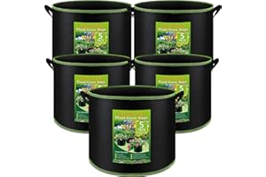 NACHLYNN 5 Stück 40L Pflanzsäcke für Tomaten Robust mit Griffen – Belüftungstöpfe aus Verstärktem Vliesstoff für Pflanzen Obst Blumen & Gartenbau