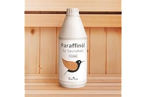 BERICO Holzöl für Saunaholz - 2 Liter Paraffinöl - Geruchlos - Natürliches Pflegeöl zum Schutz von Holzoberflächen in der Sauna