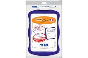 BIC Velleda - Ardoise Effaçable à Sec Double Face | Écriture & Dessin | Résistante & Pratique | Effacette & Marqueur Offerts - Coloris Variés (21x31 cm)