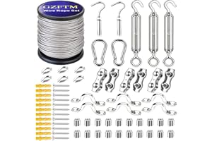 GZFTMKOBNS 30M Garden Wire for Climbing Plants,2mm Wire Rope Kit,Plant Training Wire Kits,M5 Turnbuckle Wire Tensioner Kit