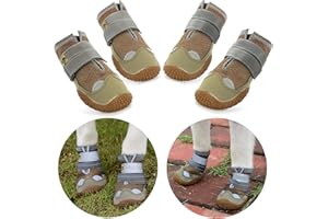 AQH Bottes pour Chien de Protection, Lot de 4 étanche Chaussures de Chien pour Chiens de Taille Moyenne et Grande - Kaki (1#)