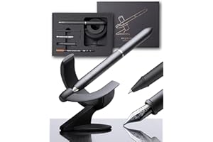 novium Hoverpen 3.0 Future Edition – Stylo 2-en-1 Plume et Roller de luxe homme - Design high tech unique inspiré de l'espace, rotation libre (version 2-en-1 - Deep Black)