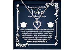 22Feels Echt Silber 925 - Originelle Schmucksets zum Hochschulabschluss - Herz Halsketten mit Botschaftskarten Made In Germany