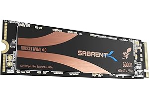 SABRENT M.2 NVMe SSD 500gb 4x4, Solid State 5000 MB/s Read, PCIe 4.0 2280, M2 Hard Drive High Performance Compatible with PCs, NUCs Laptops and Desktops TLC Nand (SB-ROCKET-NVMe4-500)