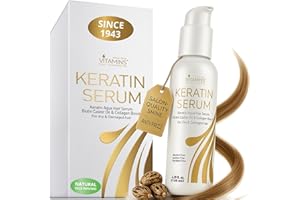 VITAMINS hair cosmetics Hair Serum for Frizzy Mane - Keratin Hair Treatment, Anti Frizz Moisturiser for Dry Damaged Locks - Heat Protection and Strengthening with Biotin & Collagen