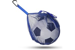 Ymapinc Tragbare Ball Netz 1 Ball Balltasche mit Karabiner Netzbeutel mit Kordelzug Volleyball Netz Kann Rucksack Aufgehängt Werden für Erwachsene Und Kinder (Blau)