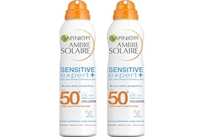 Garnier Ambre Solaire - Sensitive Expert + - Brume Sèche - Visage et Corps - FPS 50 - Lot de 2 x 200 mL