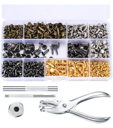 Professional 6-Piece Rivet Die Set - Hardened Steel, 1/4" Body, For 3/32" To 3/16" Rivets, Fits 187 Shank
