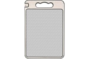 Brynlex Tabla Cortar Cocina Acero Inoxidable, Tablas de Doble Cara para Carne, Pan, Verduras, Frutas(36.5cmx24.5cm)