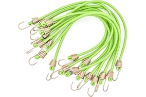 Bailinks 10" (25 cm) Corde Elastiche, Confezione da 8 Corde per Bagagli Mini Corda, Fascio di Cinghie Elastiche Corda Elastica Fissa, Corda di Sicurezza Elastica con Gancio