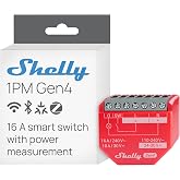 Shelly 1PM Gen4 Wireless Switch Module Matter, Zigbee and Wi-Fi, 1 Channel 16A, with Energy Consumption Measurement, Light Re