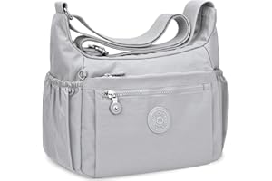 WACCET Sac Bandoulière Femme Grand, Sac à Main Bandoulière Nylon Imperméable avec Bandoulière Réglable Multi Poches Sacoche à Bandoulière Femme pour Voyages Usage Quotidien Travail