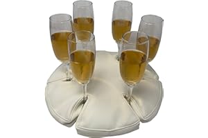 Glass Anchor - El bonito soporte para copas de vino para barcos, picnics y camping. Cuero Blanco. Capacidad para 6 vasos. No necesita fijaciones. ¡Detenga los derrames!