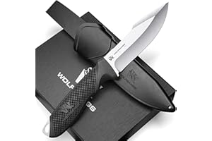 ODENWOLF Wolfgangs W1 Outdoor Messer feststehende Klinge - Inkl. Scheide - Ideales Jagdmesser aus einem Stück 440C Stahl gefertigt - Premium Survival Messer - Perfektes Bushcraft Messer Outdoor (Silber)