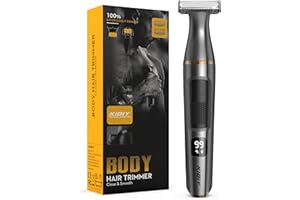 Rasoio elettrico corpo uomo, Kibiy rasoio corpo uomo con display a LED, per viso, corpo, zona intima, depilatore corpo uomo impermeabile IPX7 con pettini guida, rasoio intimo uomo ricaricabile Type-C