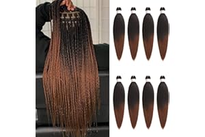 Xtrend 8 Packungen 16 Zoll Ombre Brown EZ Braiding Hair Extensions Pre Stretched für Box Braids Yaki Straight Kanekalon Fiber Pre Stretched Crochet Braiding Hair Extensions T30#