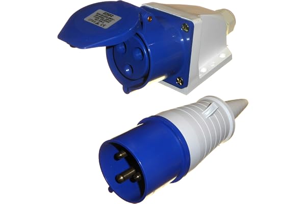 Prise 3 broches avec prise de surface monophasée 32 A 230 V IP44 32 A 2P+T intérieur/extérieur étanche 32 A IEC Bleu