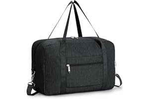 Narwey per Ryanair Aereo Bagaglio a Mano 40X20X25 Borsone da Viaggio Pieghevole Borsa da Cabina Sotto il Sedile per Donna e Uomo 20L (Nero)