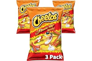 American Cheetos Flamin Hot Crunchy 8oz - 226g - (Pack of 3) - Original American US Import - Party Snack - Extreme Hot Challenge - BIG PACK - BY BLISSIFY