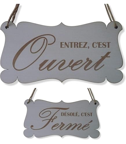 Operitacx Plaque De Porte Double Face En Bois Résistante à L'usure, Panneau Ouvert/fermé Réversible Corde Suspendre, Panneau Décoratif Vintage Pour Café, Restaurant Et Boutique