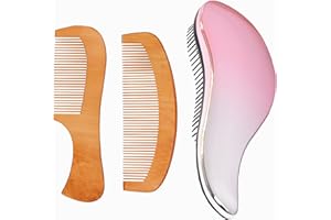 QE'MONO Cepillo pelo antitirones, incluye pinzas de pelo. Peine desenredante profesional con muelle espiral para nudos y enredos. Cepillo pelo sin tirones con cerdas suaves.