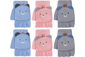 TAGVO Guanti Senza Dita Invernali per Bambini 2-6 Anni, Guanti Maglia Caldi in Due Metodi di Utilizzo, Guanti Magici Morbido, Elastico e Confortevole per Ragazzi e Ragazze