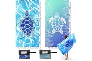 ANAVASI 2 Pack Microfibre Beach Towels for Adults Extra Large, 180 × 90 cm Quick Dry Beach Towel with Double Side Print, Lightweight Beach Towel with Net Bag, Sand Free Microfiber Towels for The Beach